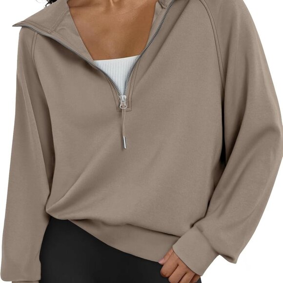 Women’s Oversized Half Zip Sweater Hoodie - Fall Winter Cozy Fleece Pullover